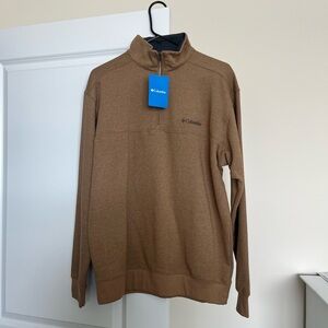 Columbia Brown Zip Up Shirt with Quarter Zip and Long Sleeves